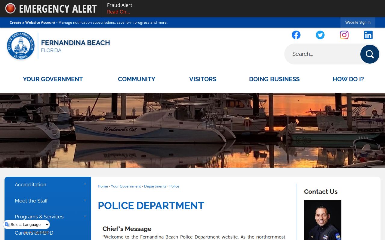 Fernandina Beach Police detention and temporary release records contact