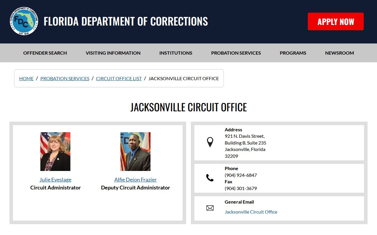 Florida DOC Yulee office for Nassau County parole and probation records